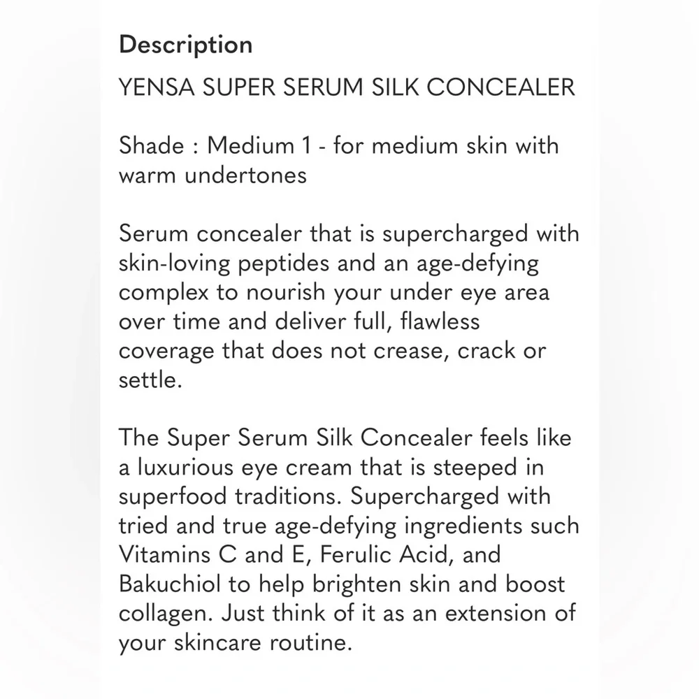 YENSA Super Serum Silk Concealer - Medium 1 NIB